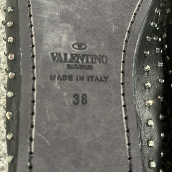 Valentino Garavani Rockstud Crystal Leather Ballerina Flat in Black Size 38 NWOT - Picture 8 of 8